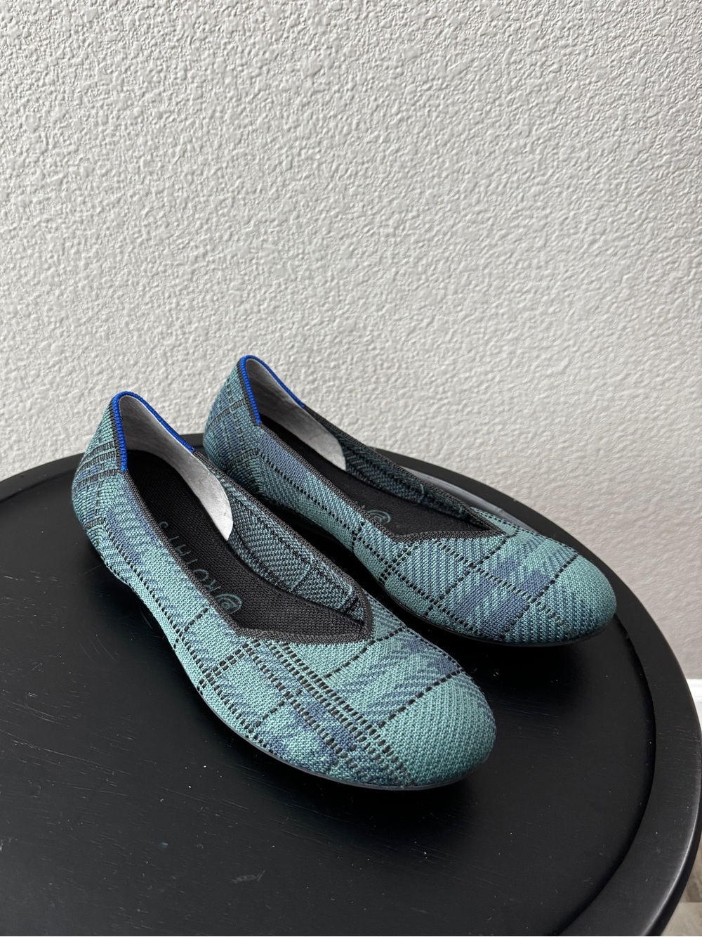 Rothy’s The Flat Pine Plaid Green Ballet Flat 9.5 Limited Edition